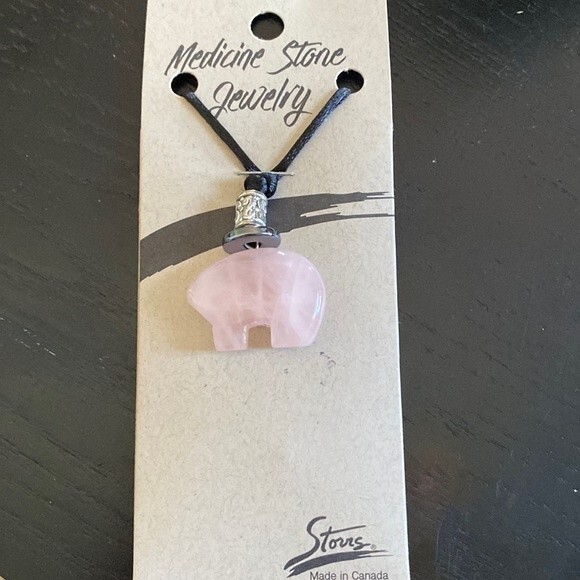 Rose quartz little bear pendant. - Picture 1 of 3